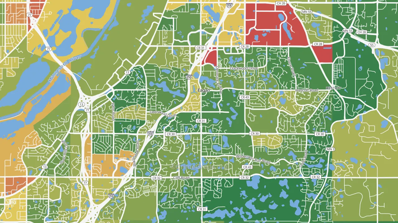 Eagan, MN Map of Robbery Rates