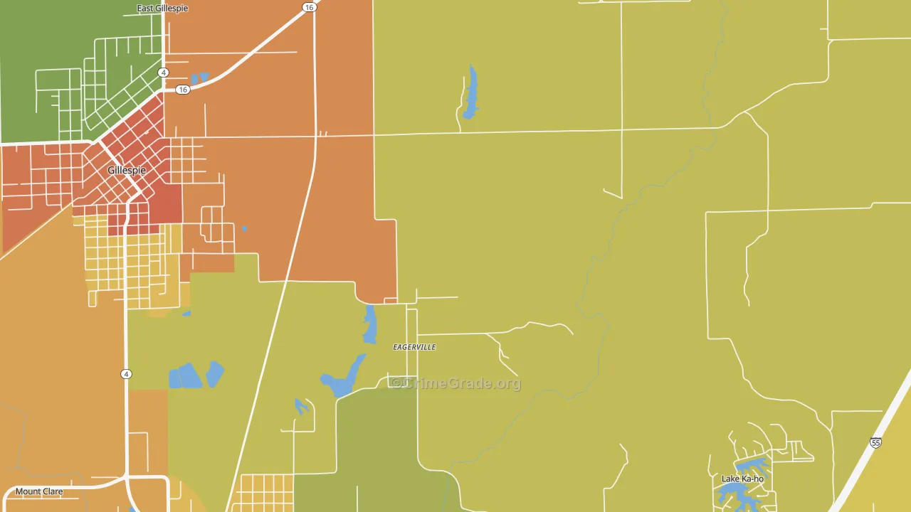 Eagarville, IL Map of Robbery Rates