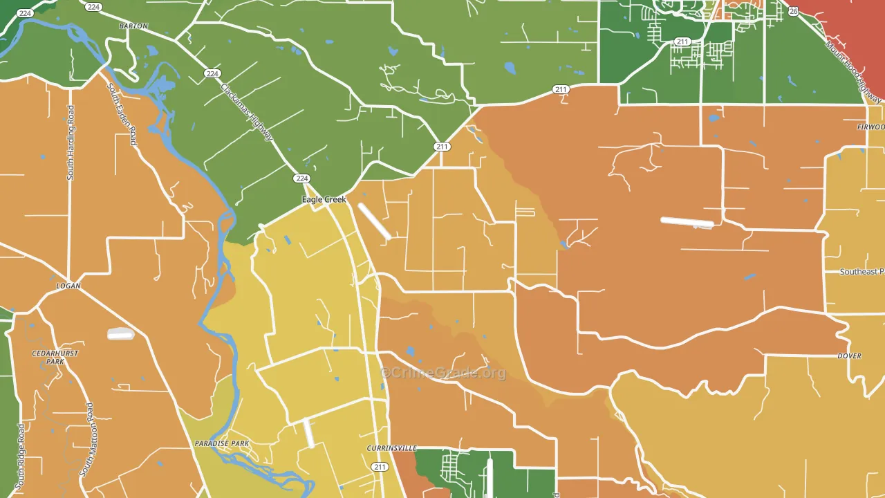 Eagle Creek, OR Map of Robbery Rates
