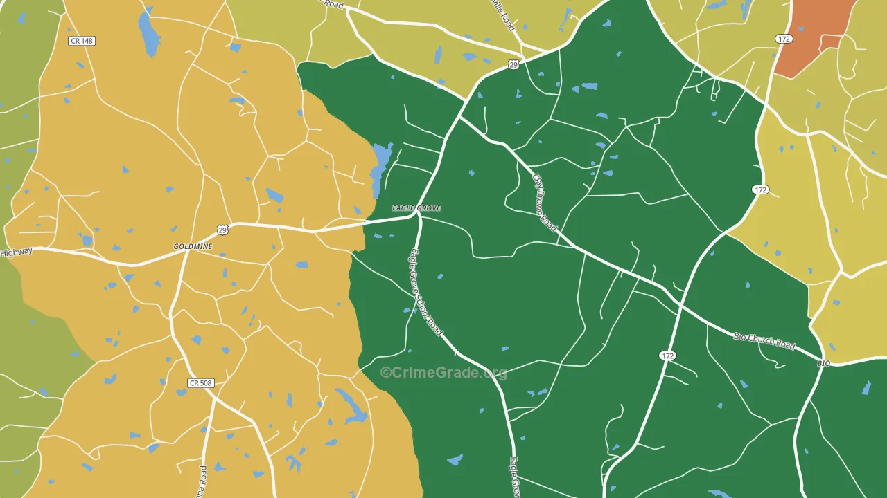 Eagle Grove, GA Map of Robbery Rates