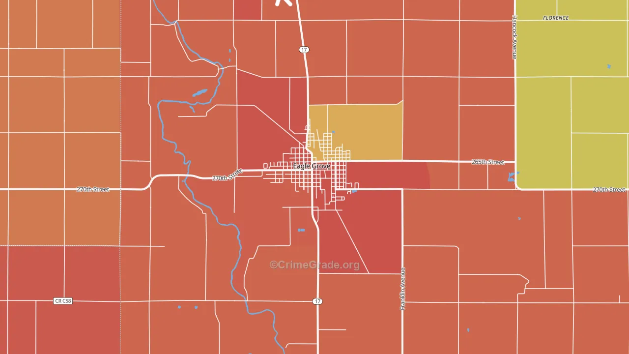 Eagle Grove, IA Map of Robbery Rates
