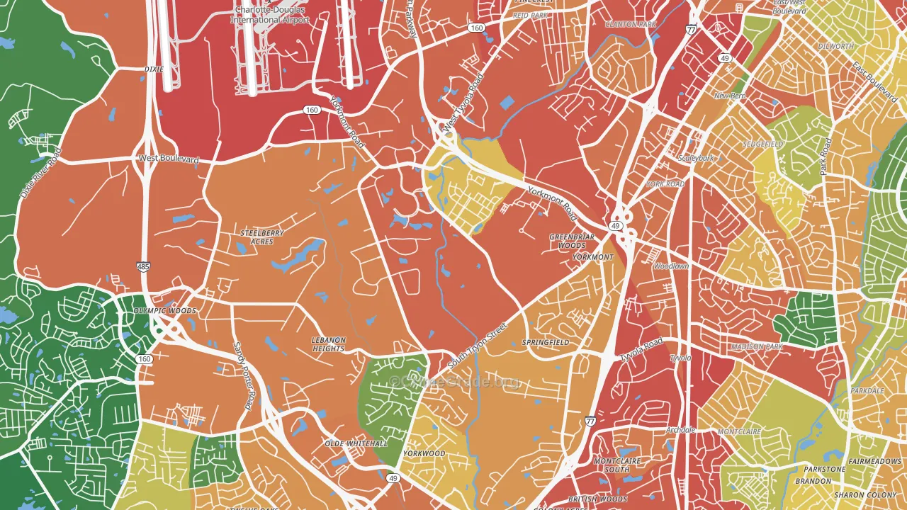 Eagle Lake, Charlotte, NC Map of Robbery Rates