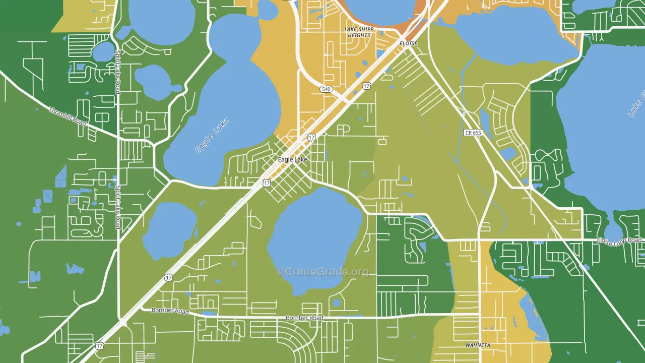 Eagle Lake, FL Map of Robbery Rates