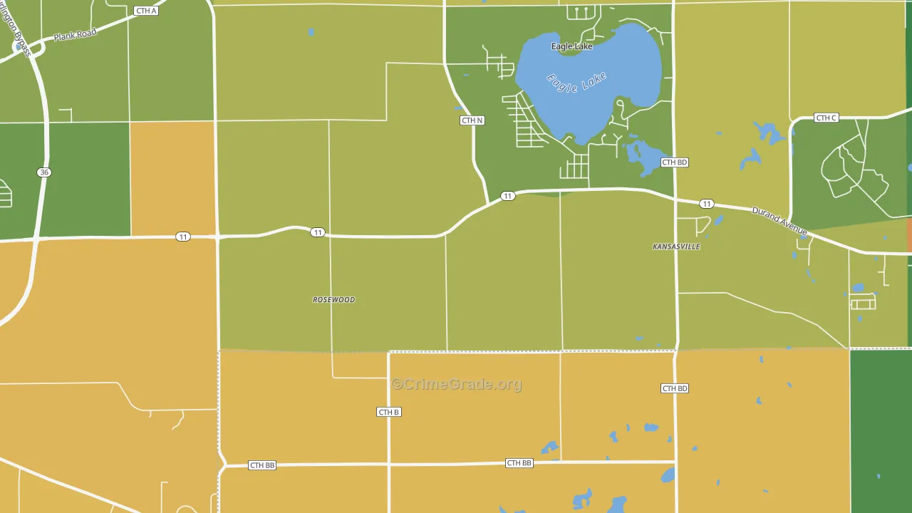 Eagle Lake Manor, WI Map of Robbery Rates