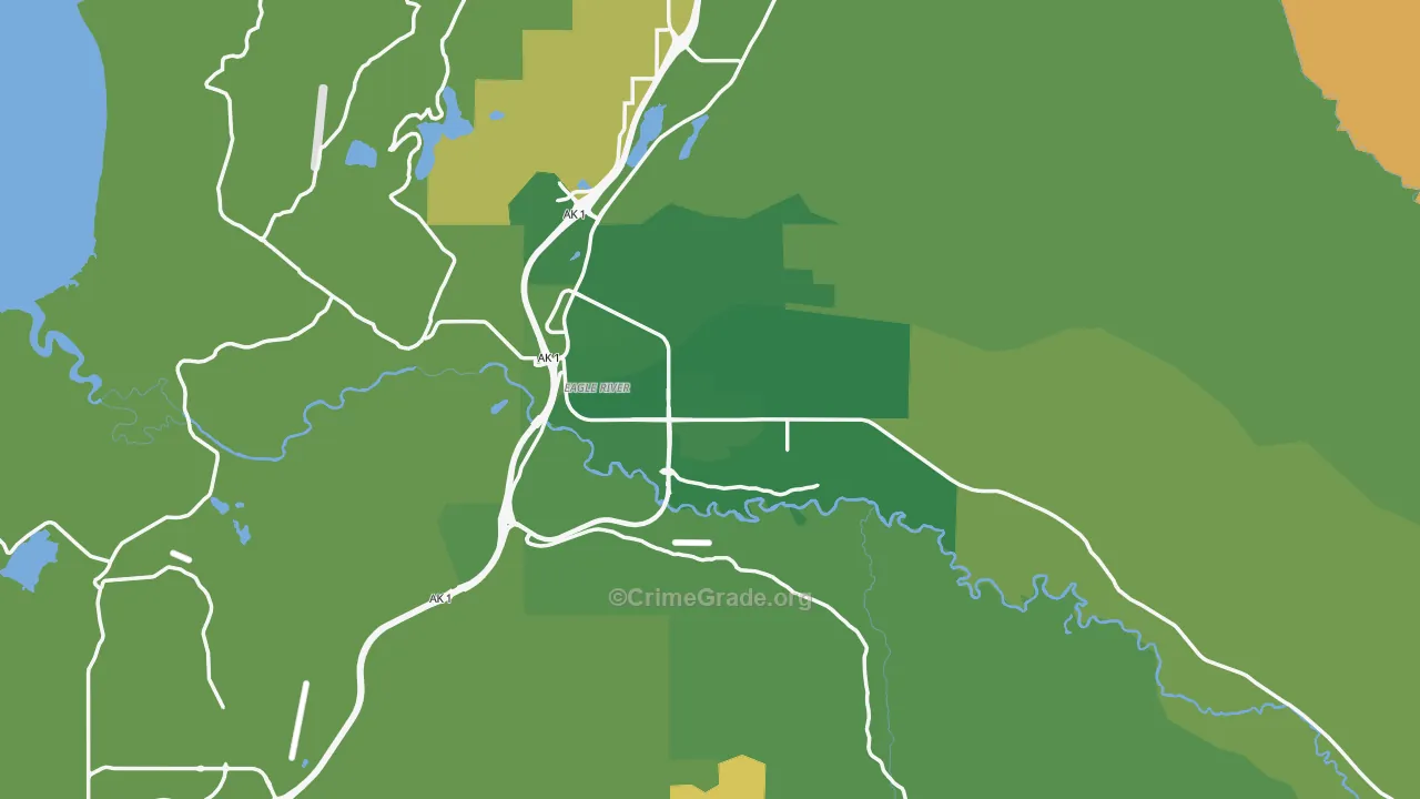 Eagle River, AK Map of Robbery Rates