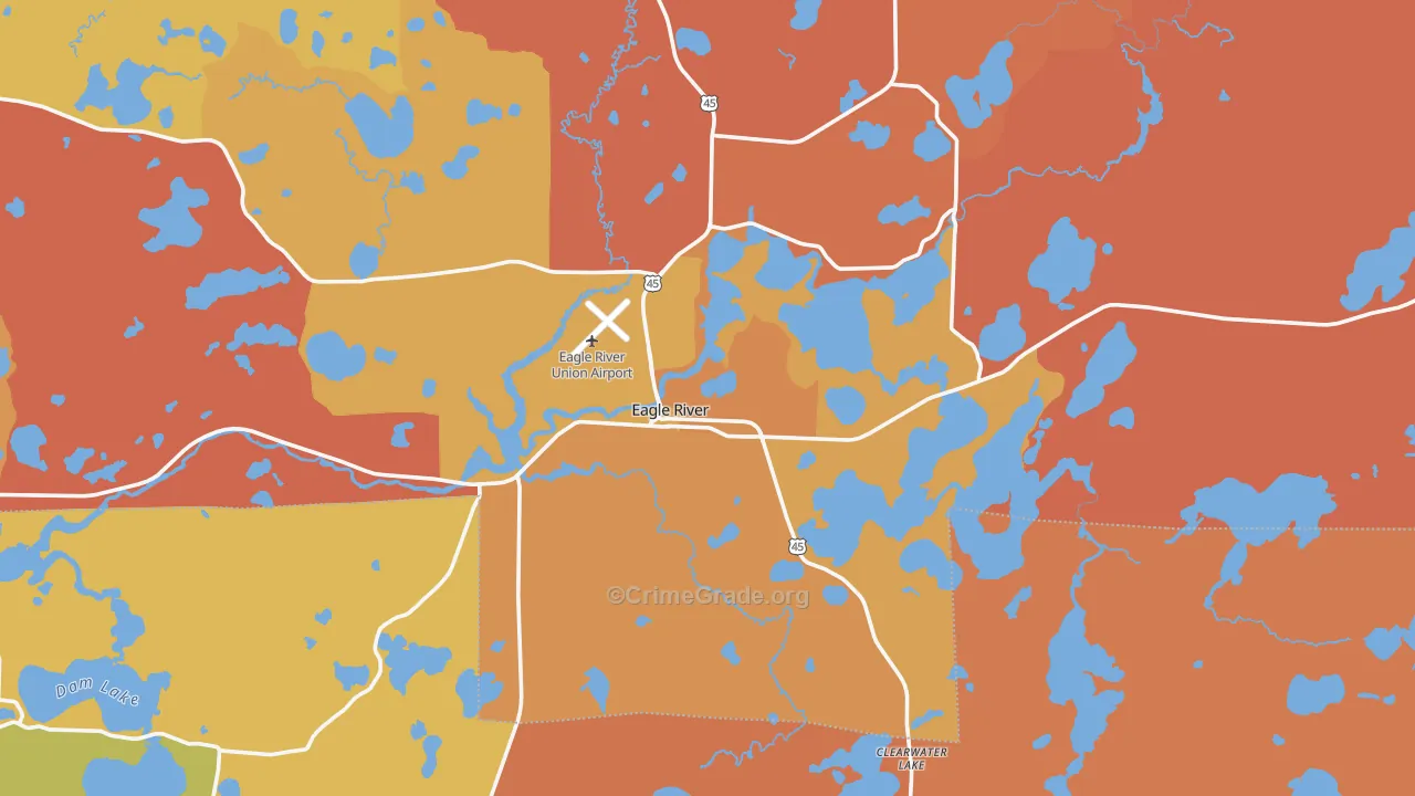 Eagle River, WI Map of Robbery Rates