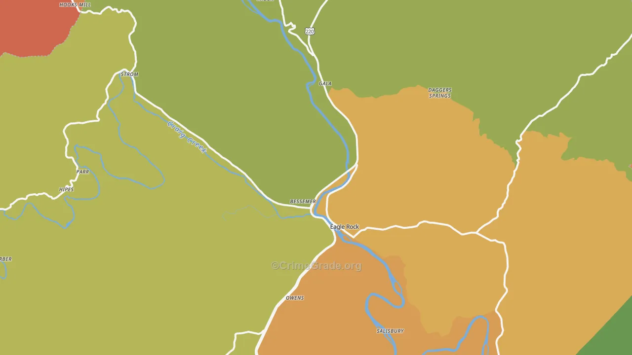 Eagle Rock, VA Map of Robbery Rates