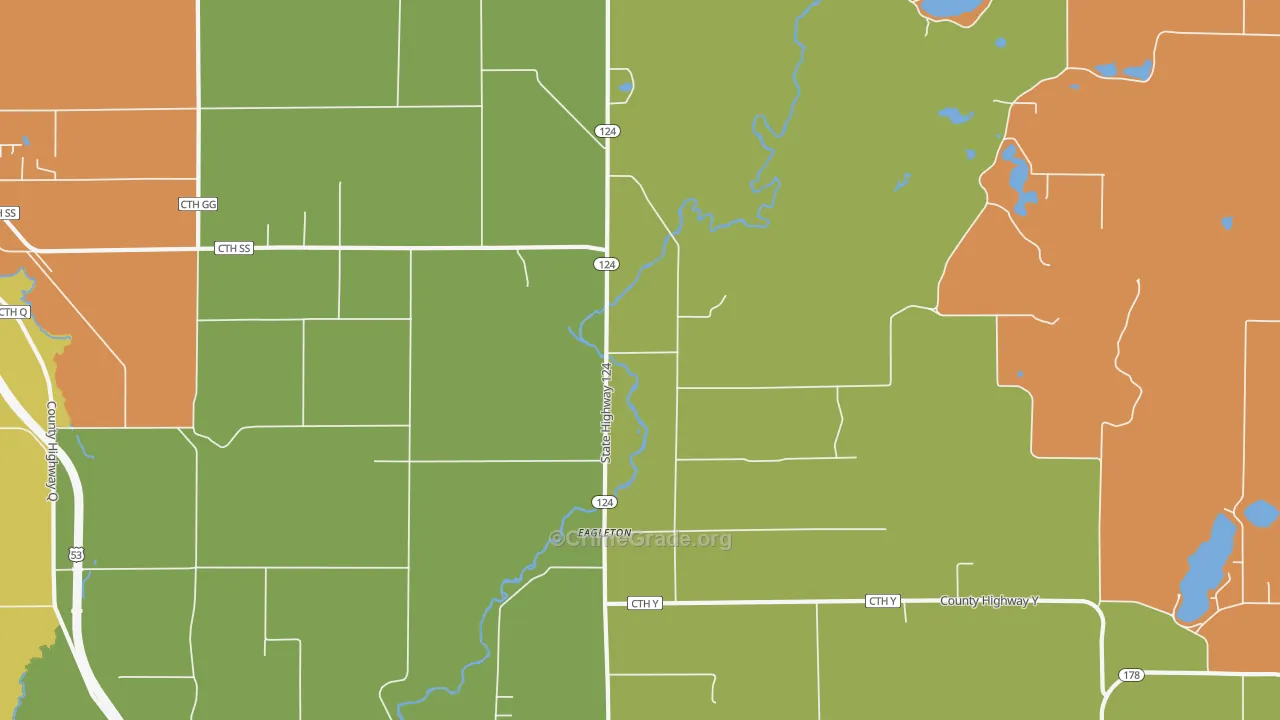 Eagleton, WI Map of Robbery Rates