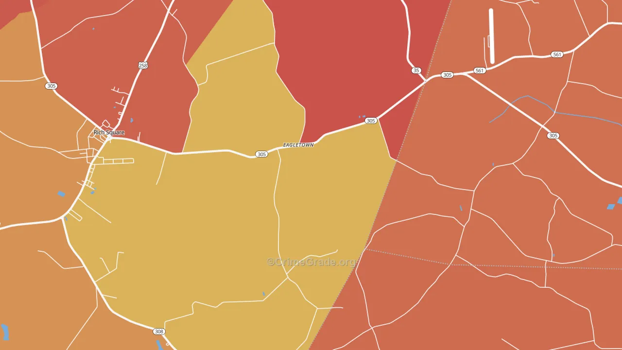Eagletown, NC Map of Robbery Rates