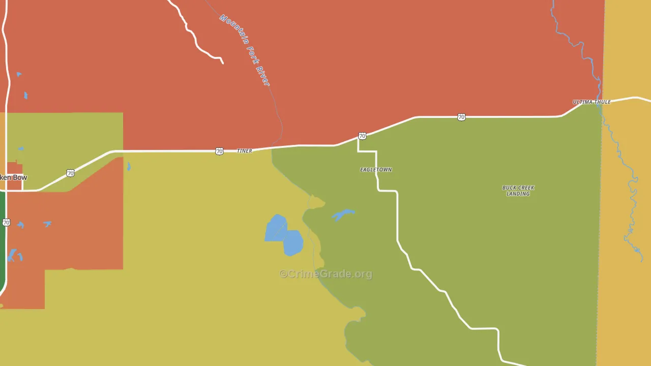 Eagletown, OK Map of Robbery Rates