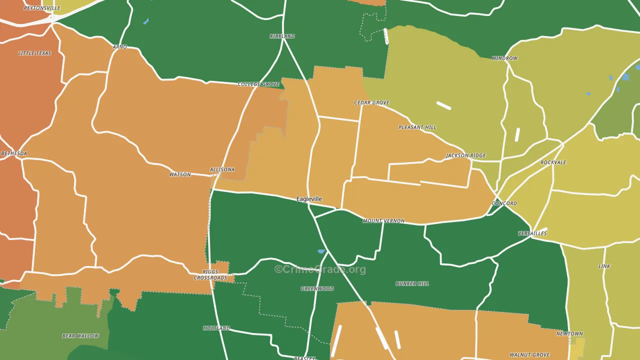Eagleville, TN Map of Robbery Rates