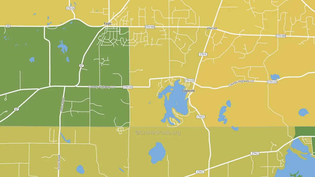 Eagleville, WI Map of Robbery Rates