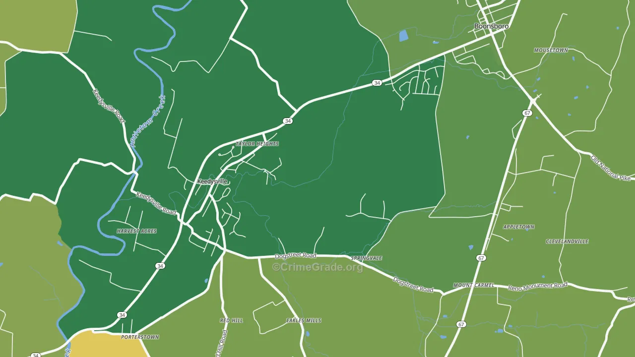Eakles Mill, MD Map of Robbery Rates