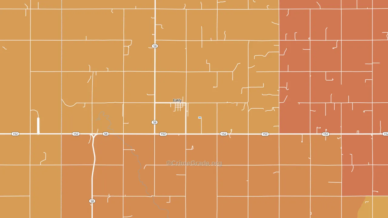 Eakly, OK Map of Robbery Rates