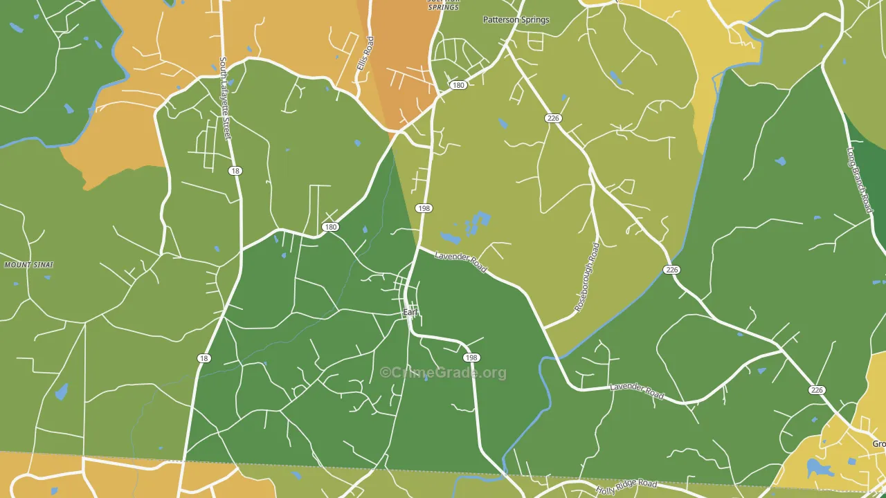 Earl, NC Map of Robbery Rates