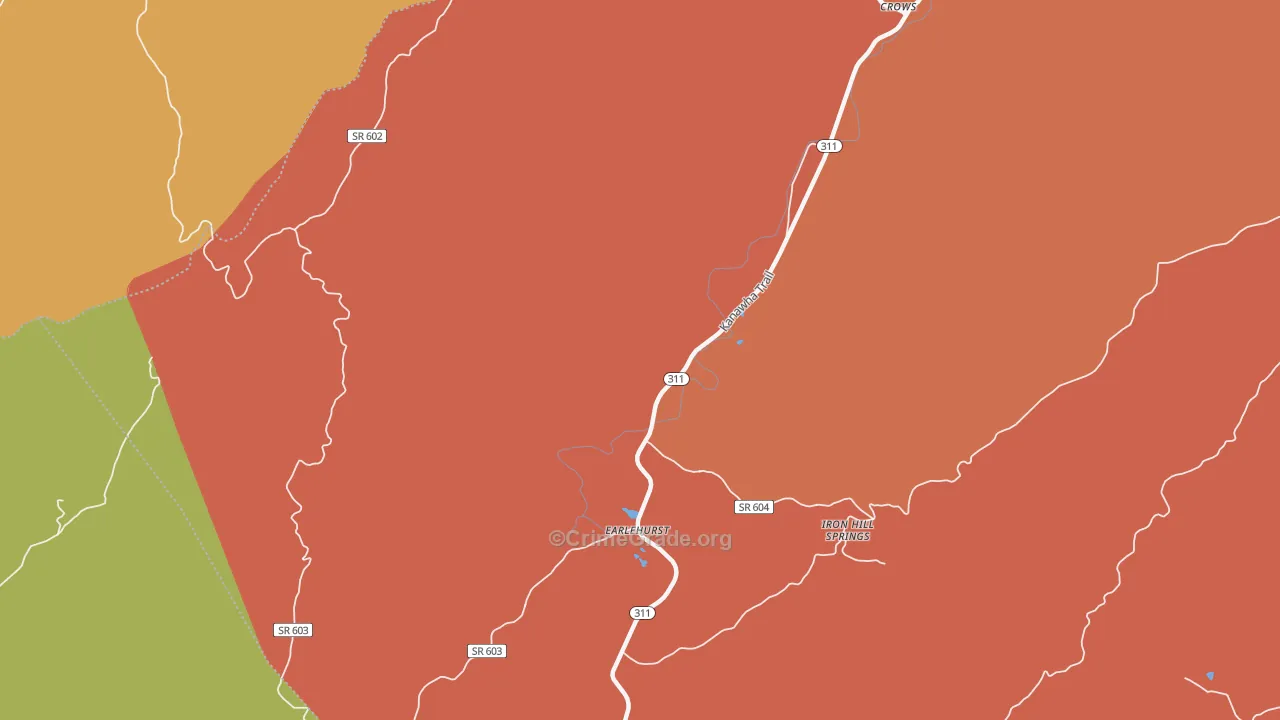 Earlehurst, VA Map of Robbery Rates