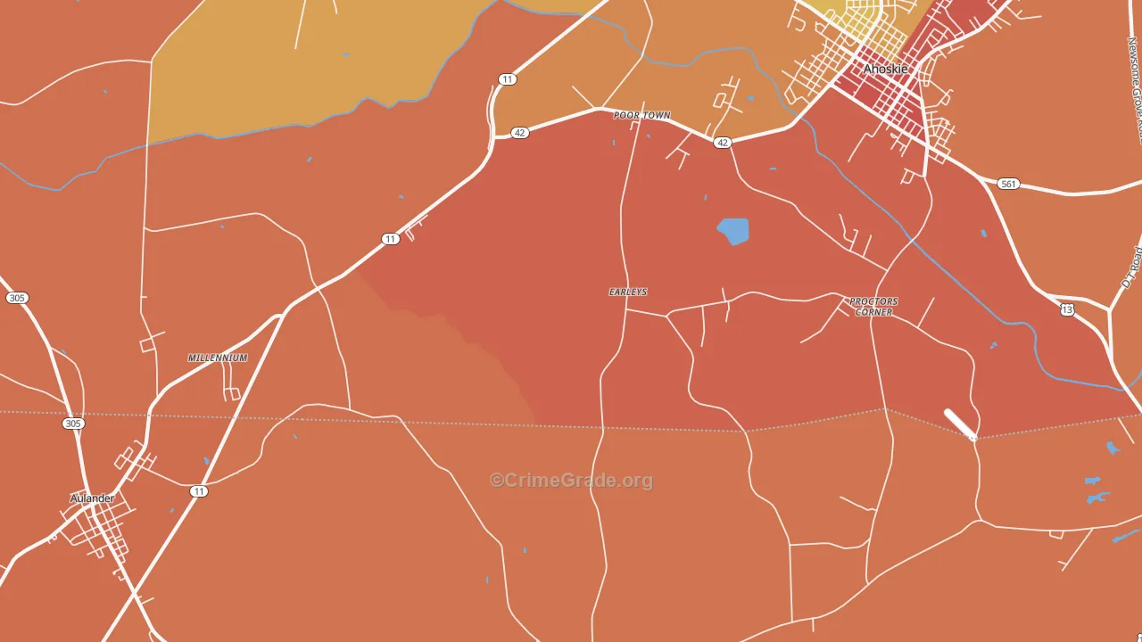 Earley, NC Map of Robbery Rates