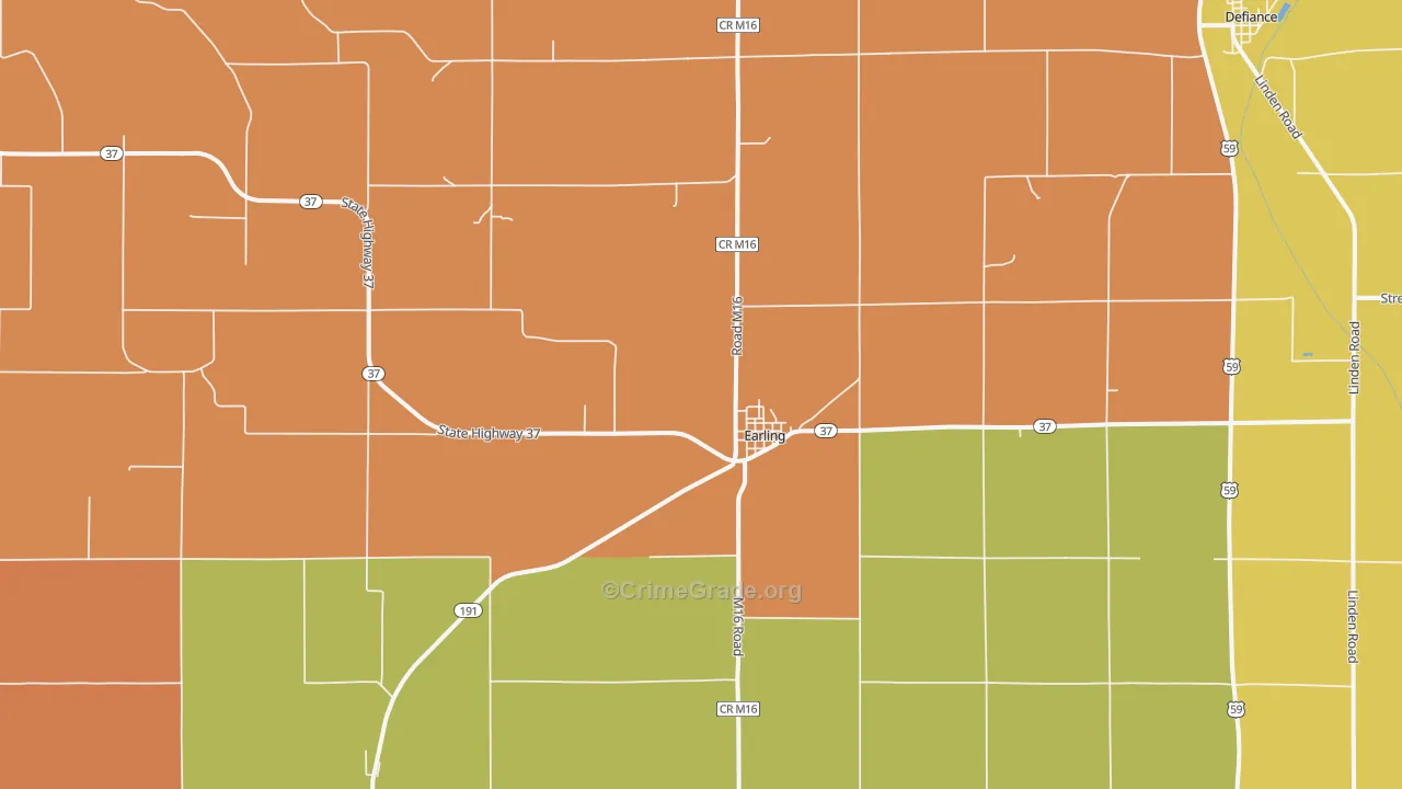 Earling, IA Map of Robbery Rates