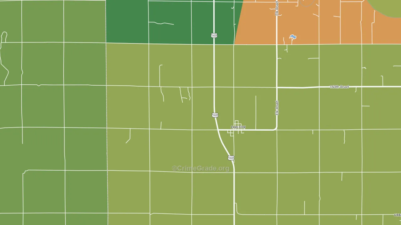 Earlton, KS Map of Robbery Rates