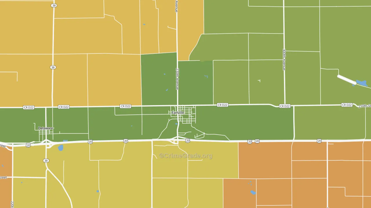 Earlville, IA Map of Robbery Rates