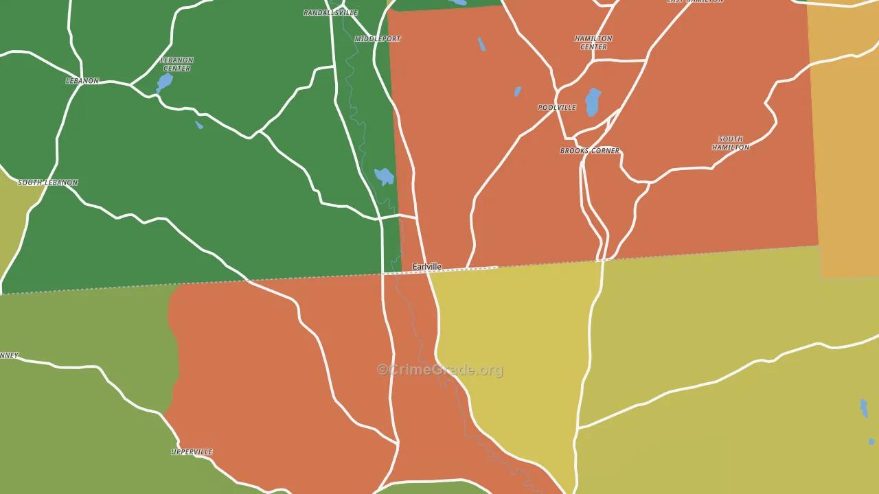 Earlville, NY Map of Robbery Rates