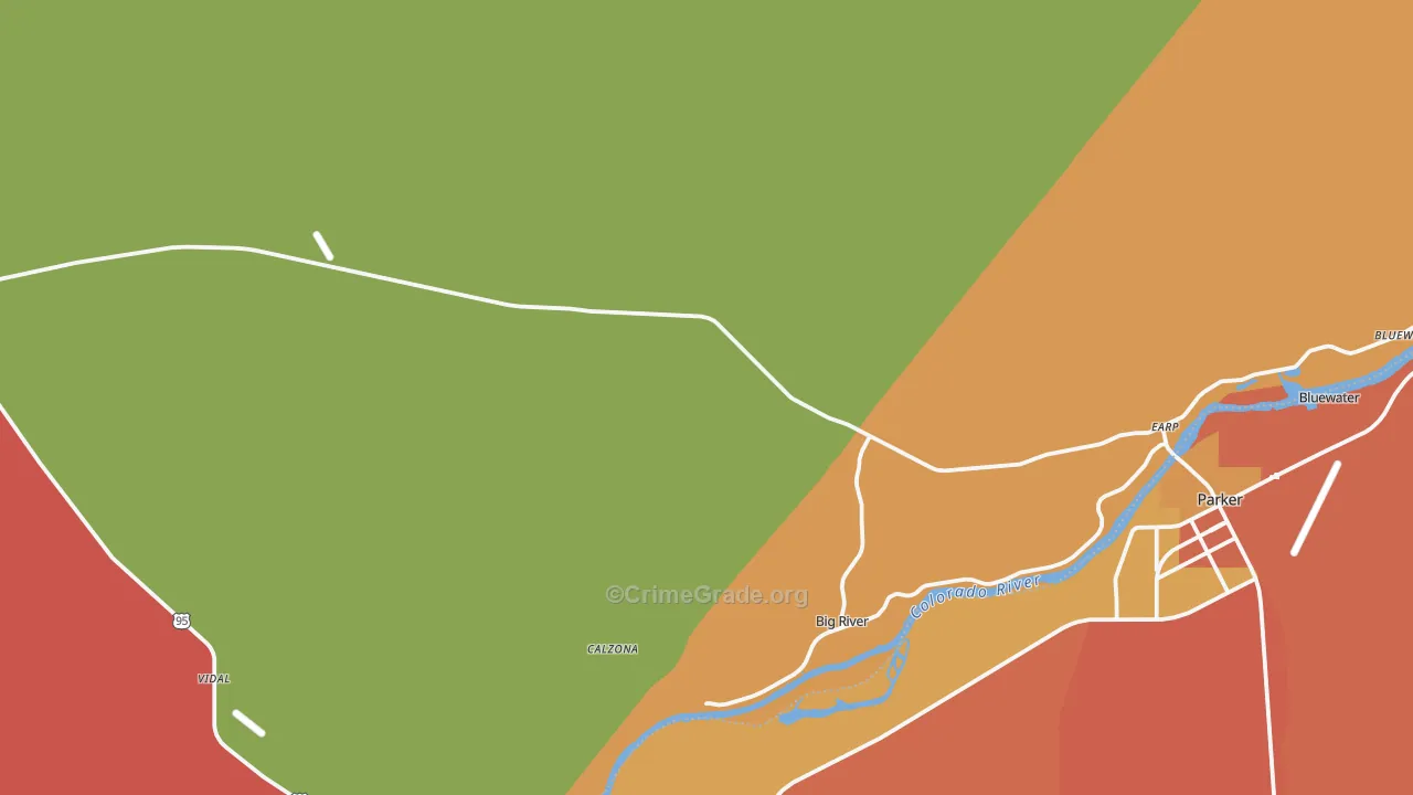 Earp, CA Map of Robbery Rates