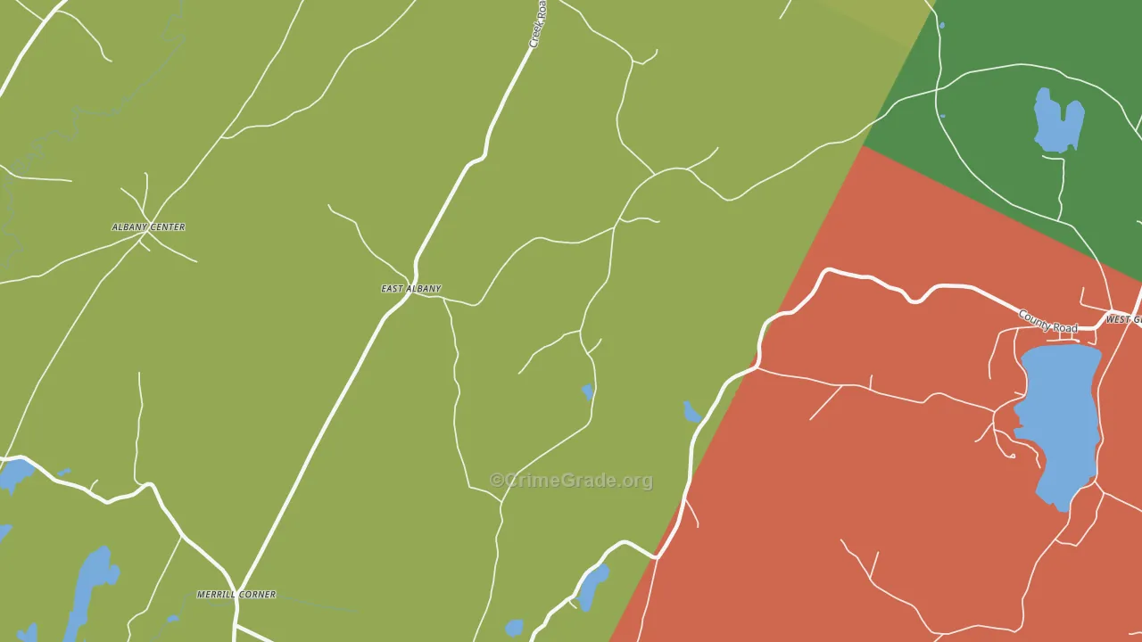 East Albany, VT Map of Robbery Rates