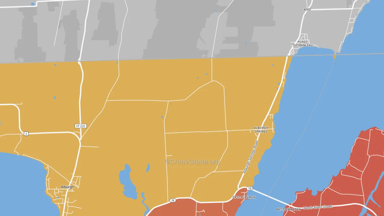 East Alburg, VT Map of Robbery Rates