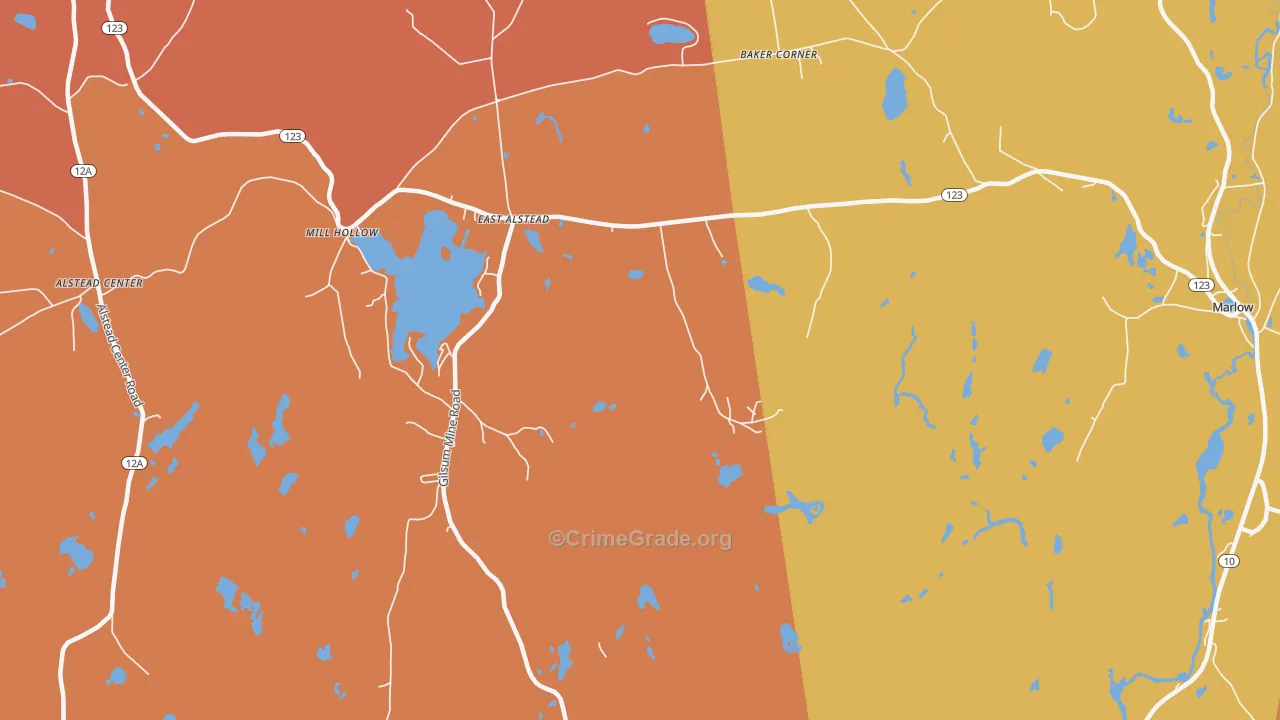 East Alstead, NH Map of Robbery Rates