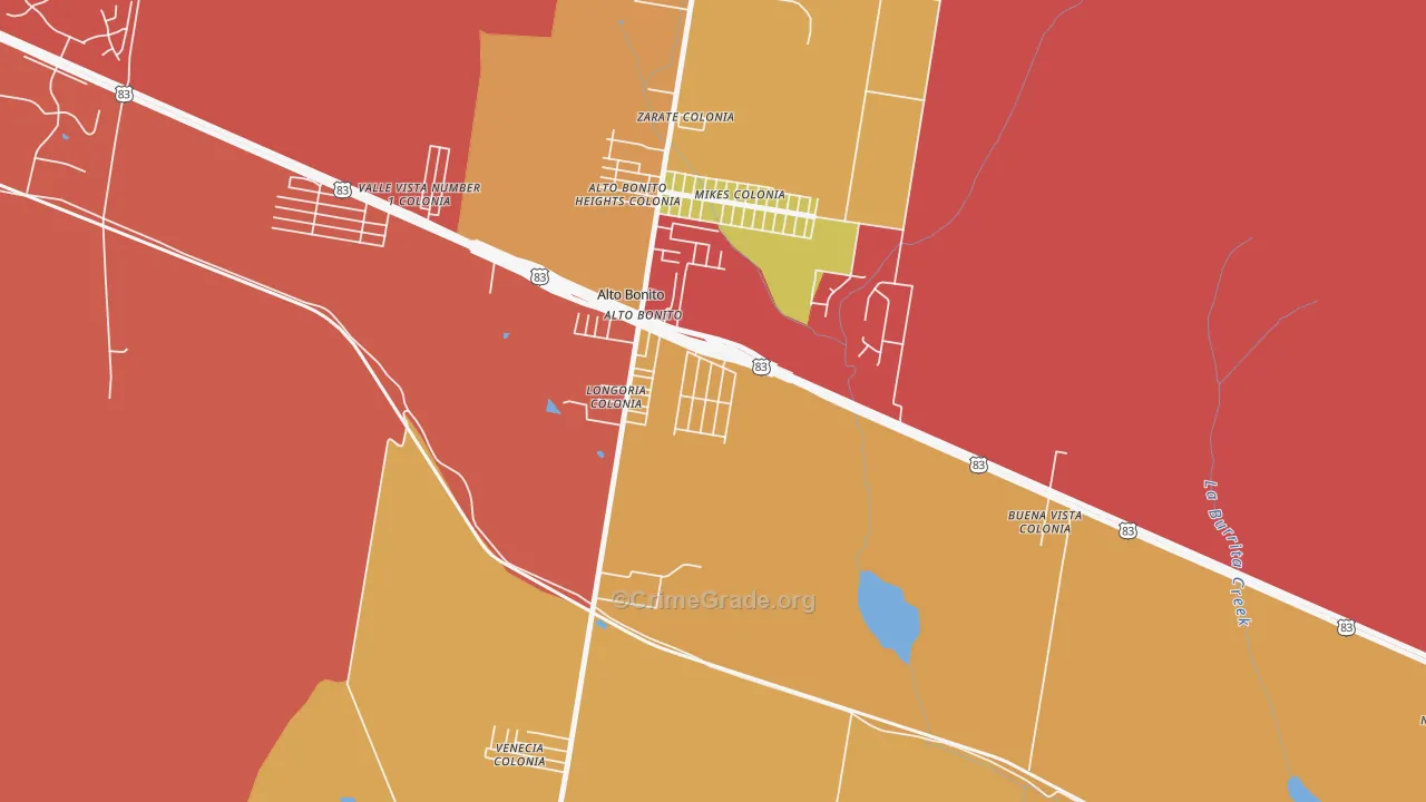 East Alto Bonito, TX Map of Robbery Rates
