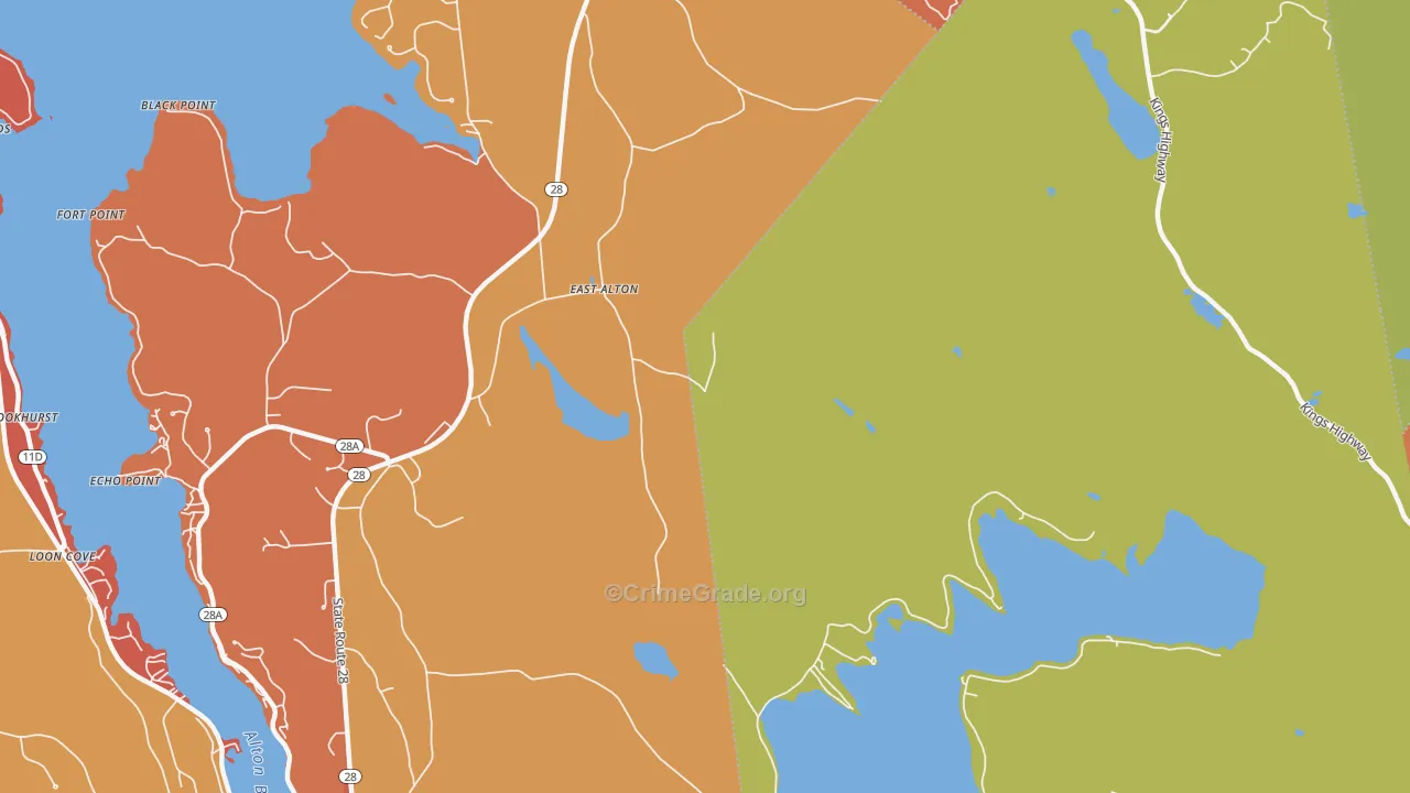 East Alton, NH Map of Robbery Rates