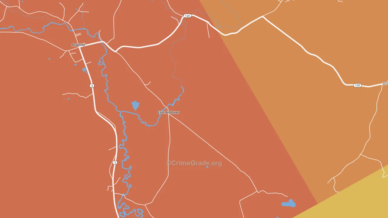 East Andover, ME Map of Robbery Rates
