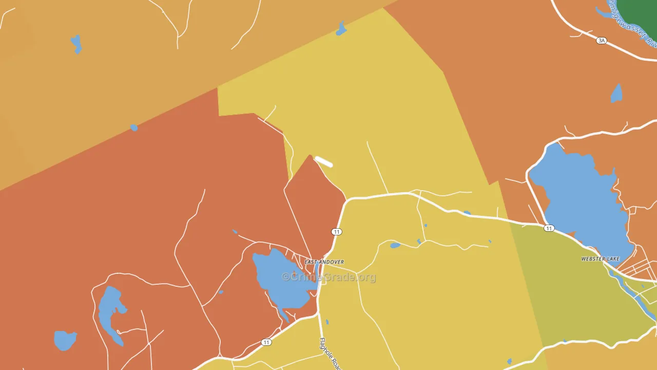 East Andover, NH Map of Robbery Rates
