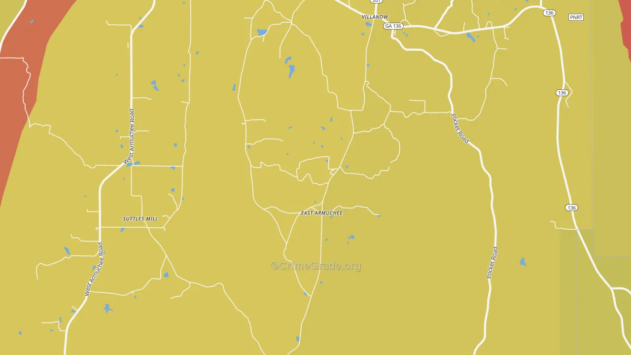 East Armuchee, GA Map of Robbery Rates