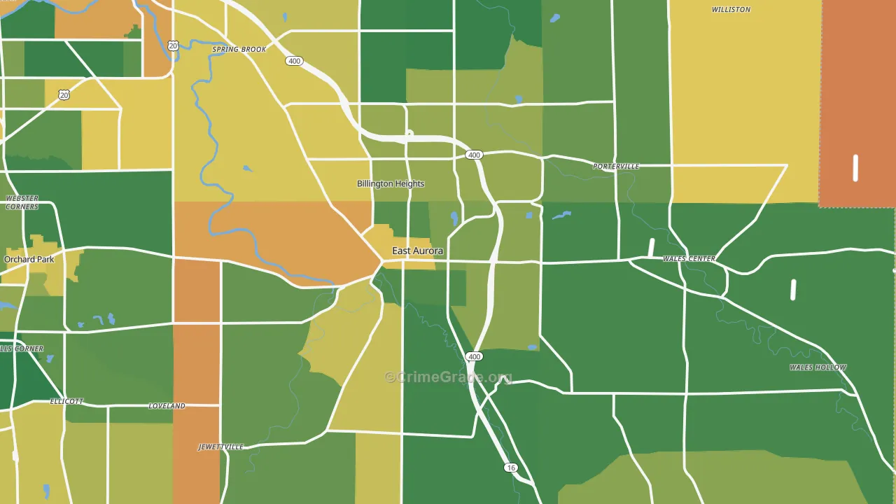 East Aurora, NY Map of Robbery Rates