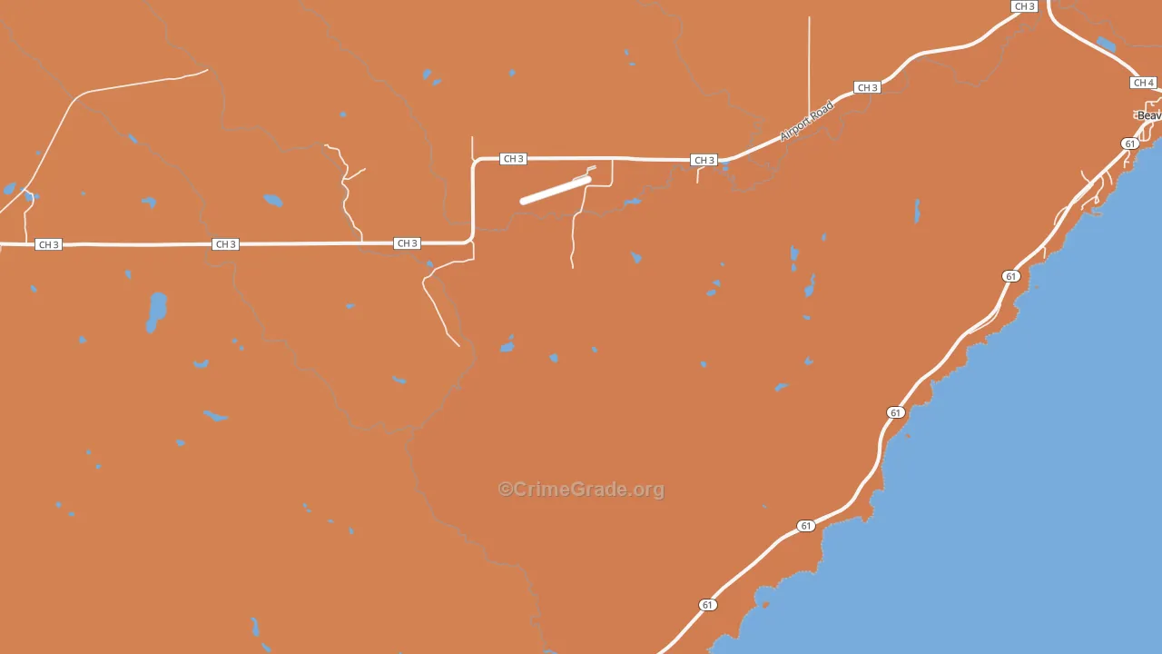 East Beaver Bay, MN Map of Robbery Rates