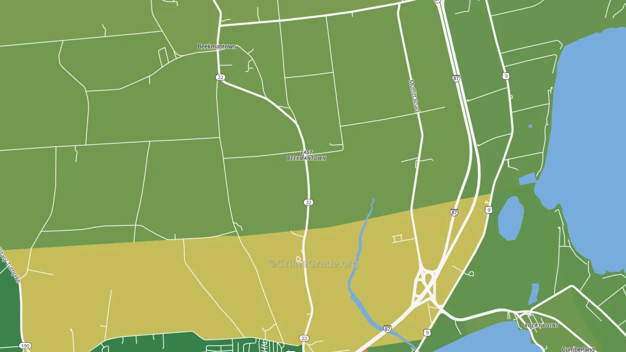 East Beekmantown, NY Map of Robbery Rates