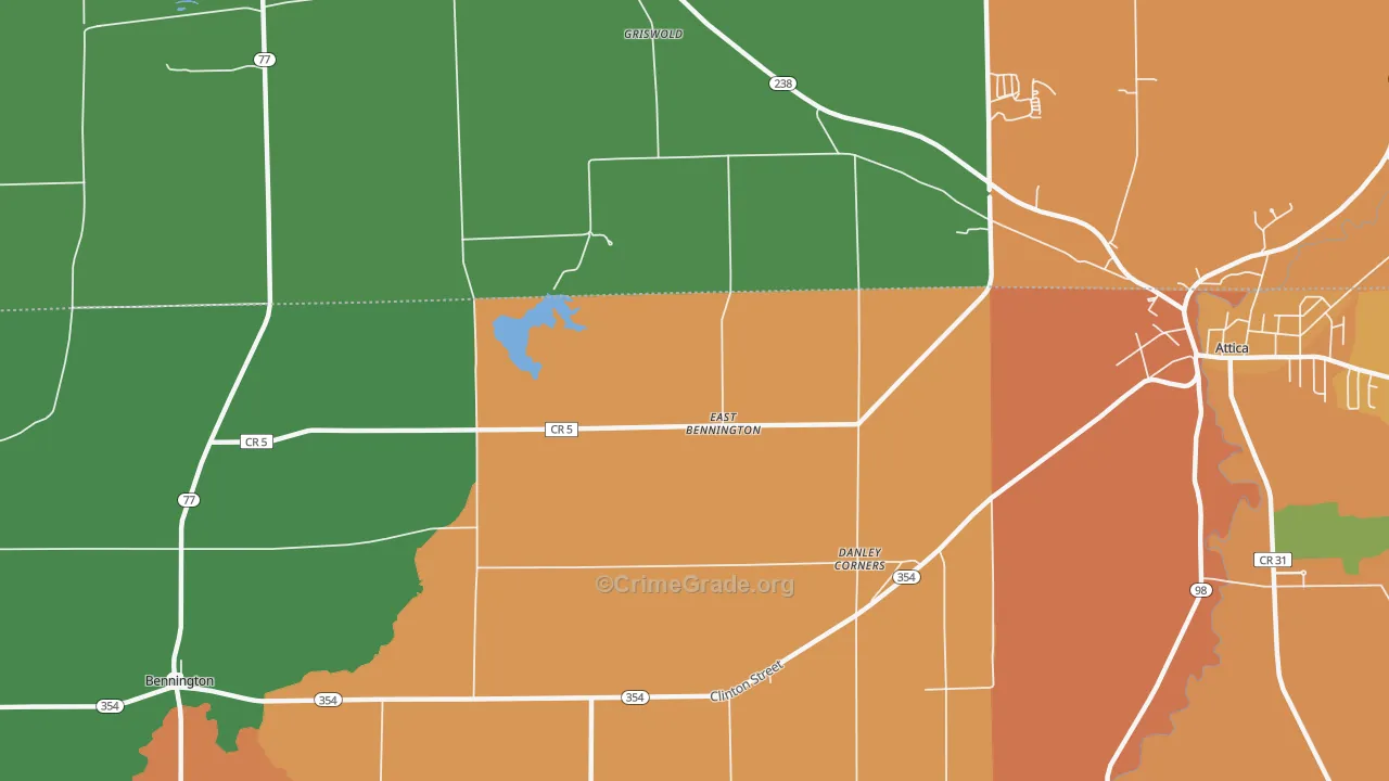 East Bennington, NY Map of Robbery Rates