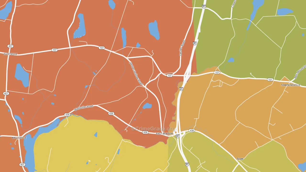 East Benton, PA Map of Robbery Rates