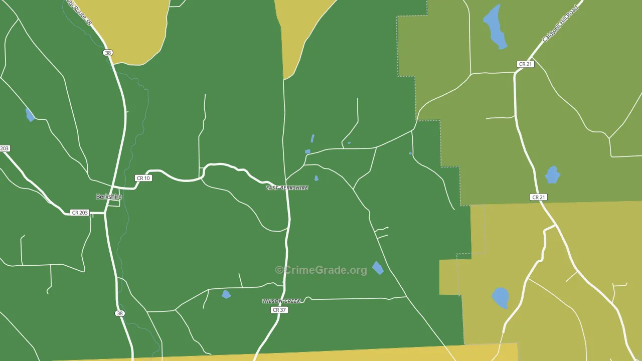 East Berkshire, NY Map of Robbery Rates