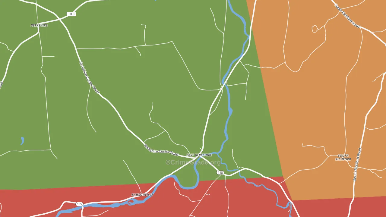 East Berkshire, VT Map of Robbery Rates