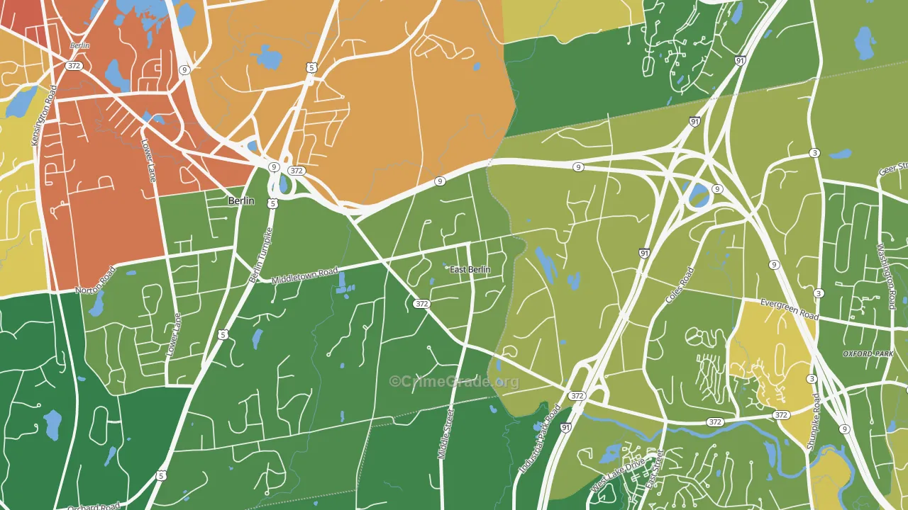 East Berlin, CT Map of Robbery Rates
