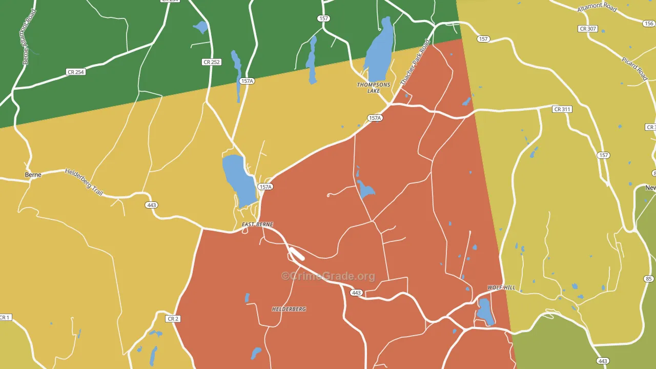 East Berne, NY Map of Robbery Rates