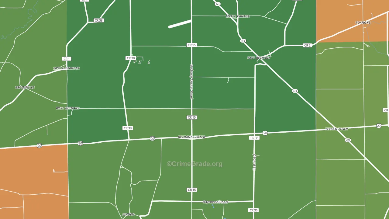 East Bethany, NY Map of Robbery Rates