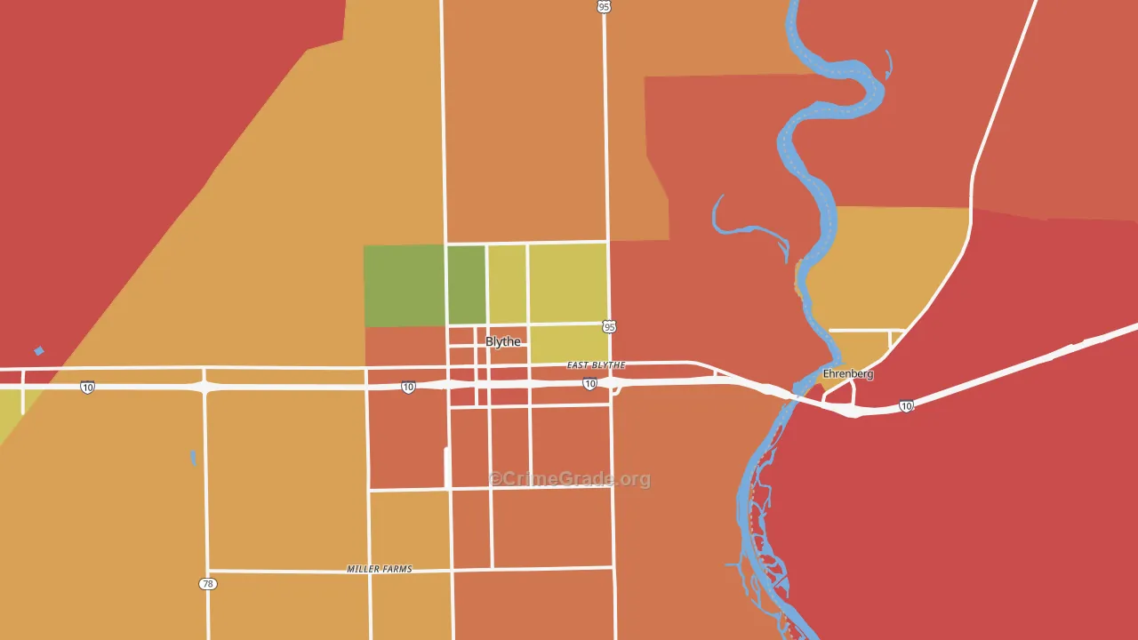 East Blythe, CA Map of Robbery Rates