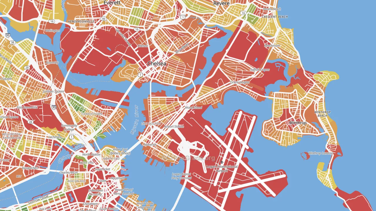 East Boston, Boston, MA Map of Robbery Rates