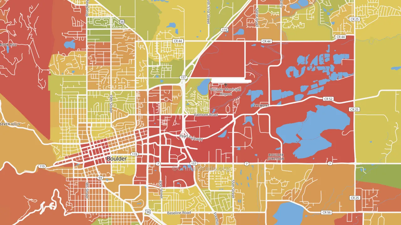 East Boulder, Boulder, CO Map of Robbery Rates