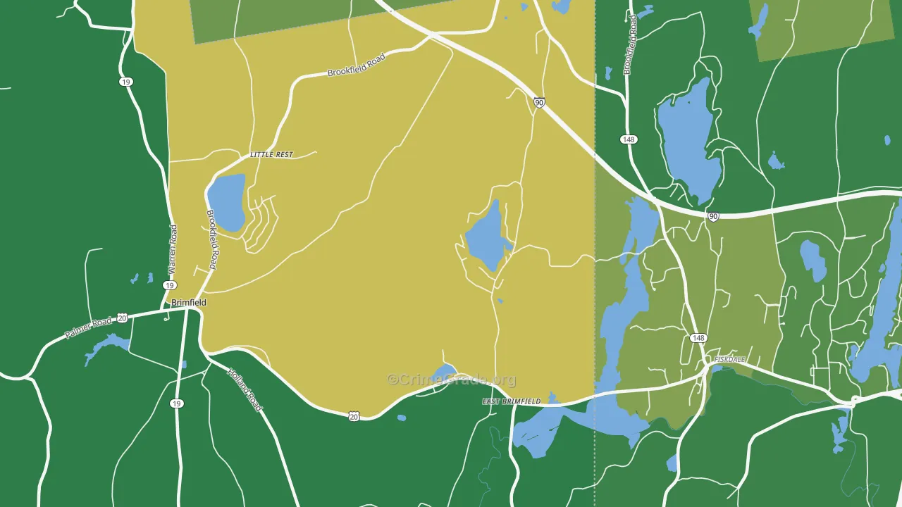 East Brimfield, MA Map of Robbery Rates
