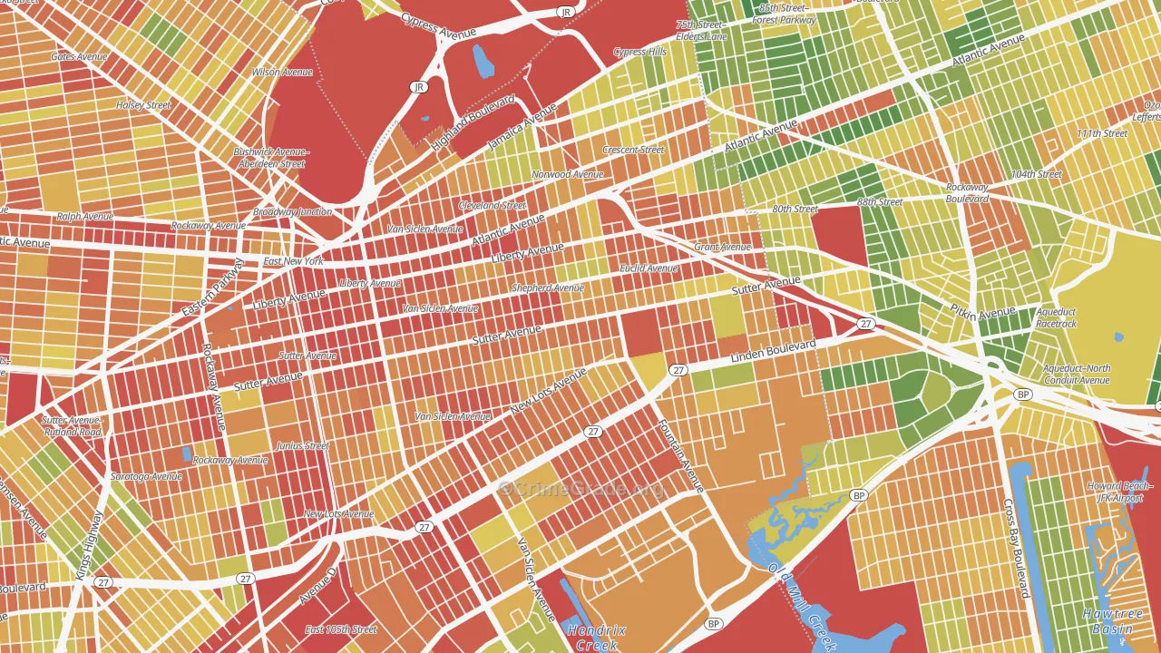 East Brooklyn, Brooklyn, NY Map of Robbery Rates