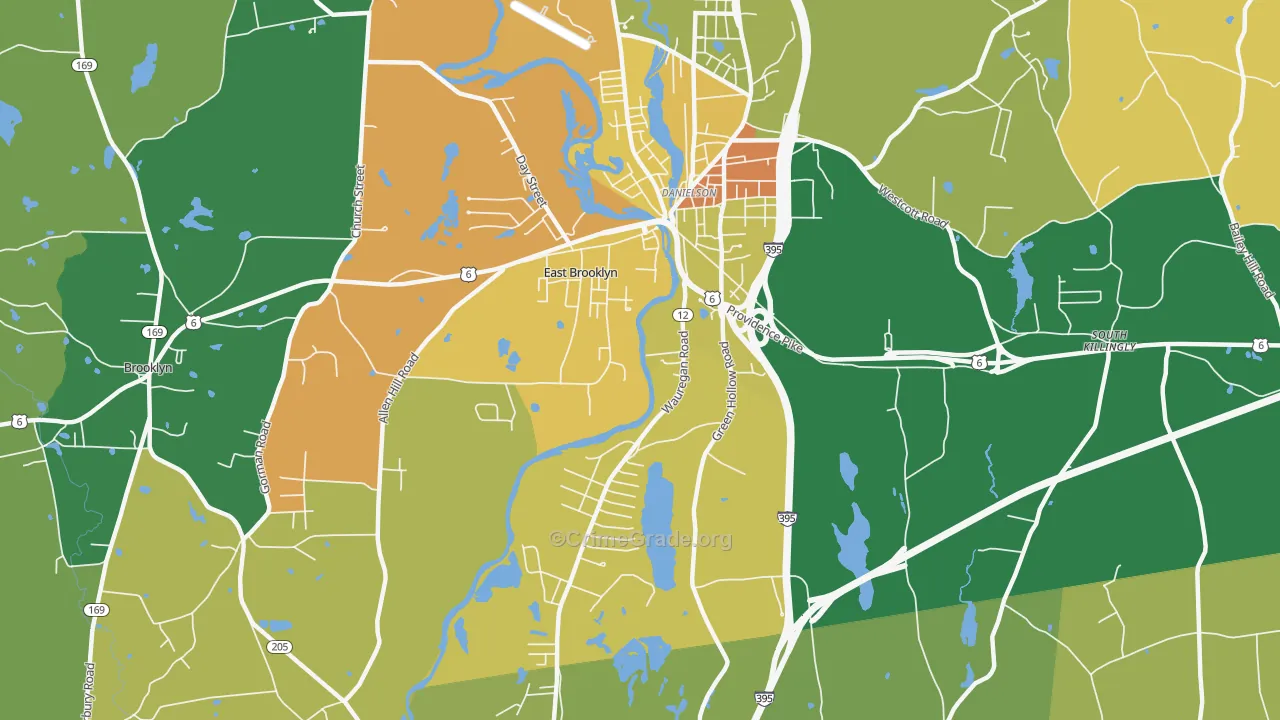 East Brooklyn, CT Map of Robbery Rates